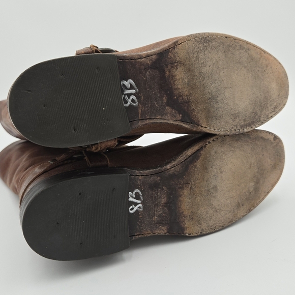 Frye 76806 Harness Brown Leather Boots Size 7 - Picture 8 of 10